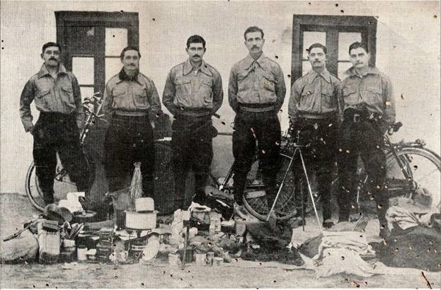 The riders posed with their bicycles and gear during the journey